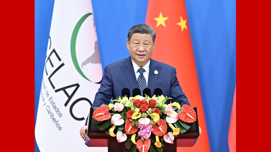 Xi Jinping prononce un discours lors de la cérémonie d'ouverture de la 4e réunion ministérielle du Forum Chine-CELAC